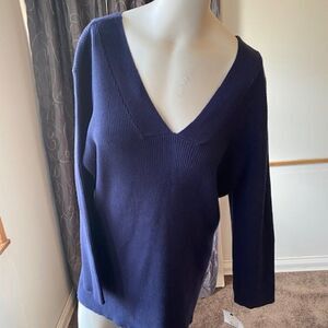 Liz Claiborne Blue Rib knit V-neck sweater, size 3X